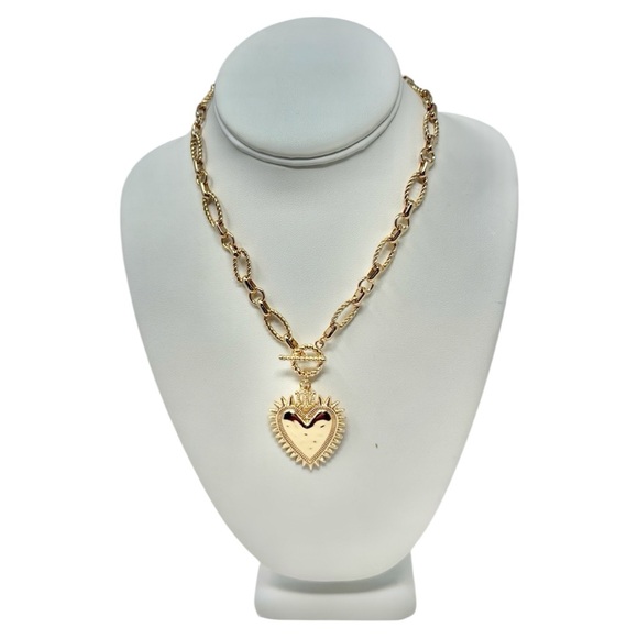 Choice of Gold or Silver Heart Toggle Necklace - Picture 4 of 7